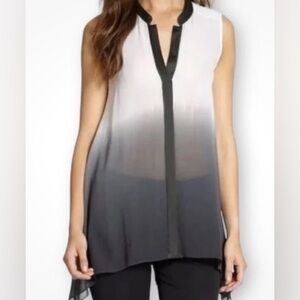 Eileen Fisher Translucent Ombré long Tunic in cream, black & gray - Large